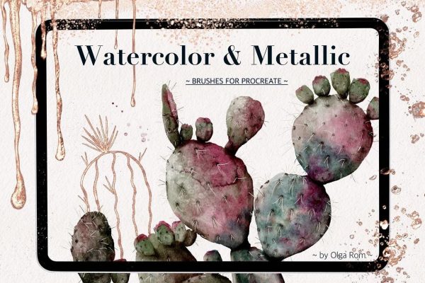 Акварельные и металлические кисти для procreate [Olga Rom]