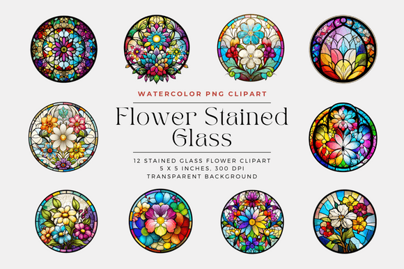[Creativefabrica] Flower Stained Glass & Background / Цветочный витраж и фон [Cecily Arts]