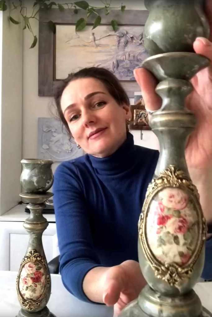 Декор подсвечника Имитация мрамора [Маргарита Низкая]