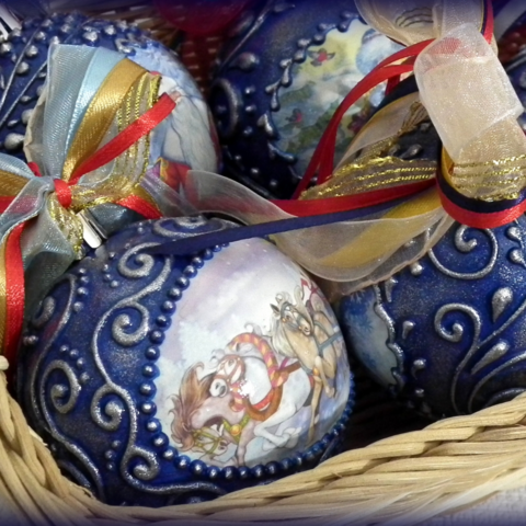 Эластичная картинка в декупаже елочных шаров [Татьяна Чимбирь]
