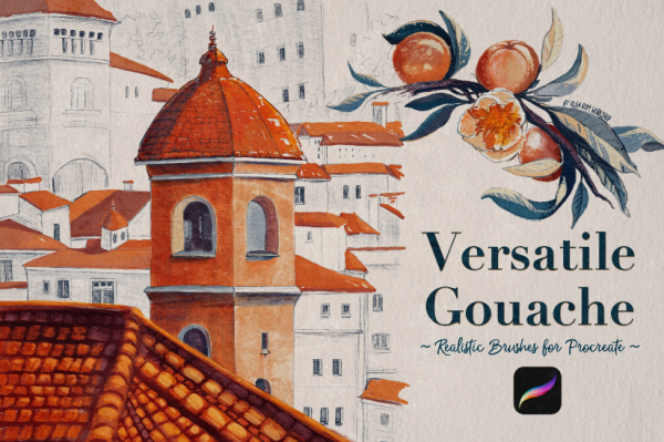 Гуашевые кисти для Procreate. Versatile Gouache Procreate Brushes [Olga Rom]