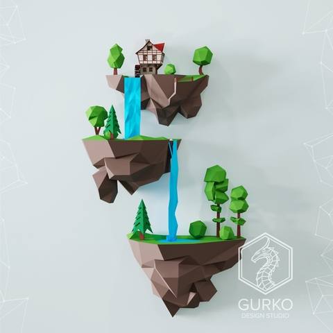 [gurkostudio] Парящие острова. Водопад [Илья Гурко]