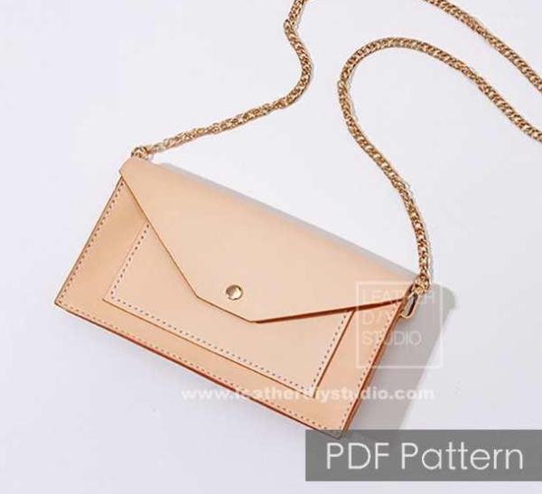 Кожаная сумочка на цепочке, модель Crossbody №38 [LeatherDIYStudio]