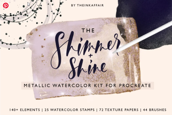 Metallic Watercolor Kit for Procreate. Набор металлической акварели для Procreate [The Ink Affair]