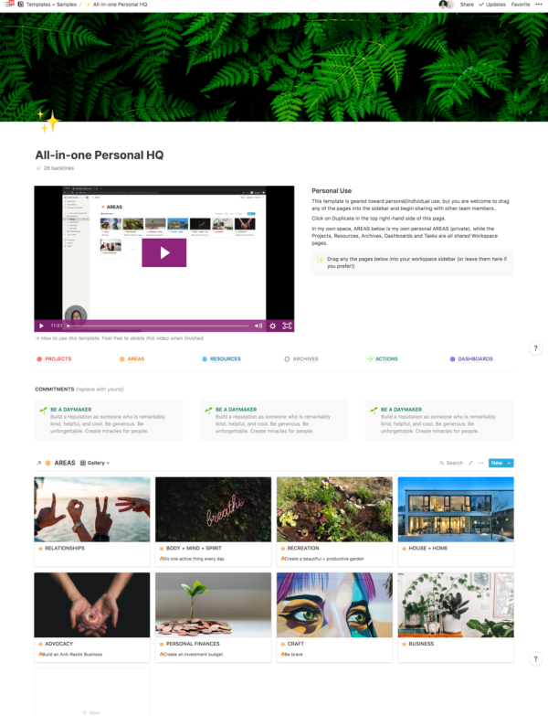 [Notion] Набор шаблонов All-In-One Personal HQ V2 [Marie Poulin]