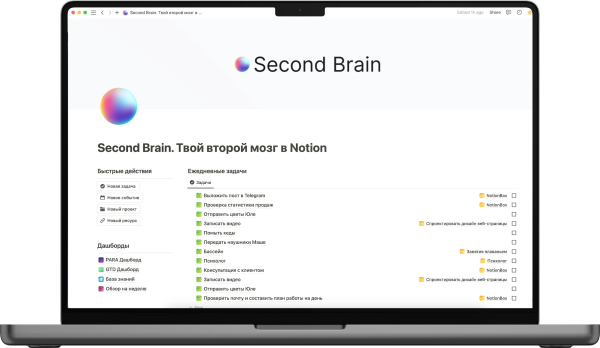 [Notion] Second Brain  Твой второй мозг в Notion. Тариф Premium [NotionBox]
