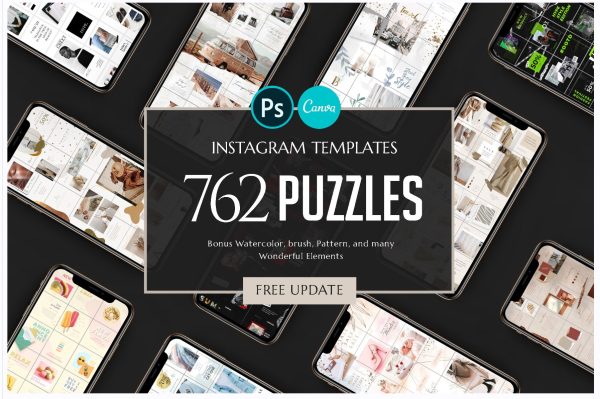 [PSD + Canva] 760 Шаблонов Instagram Puzzle  Mega Bundle