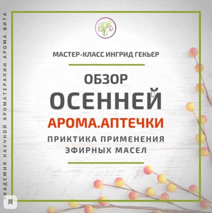 Обзор осенней АромаАптечки. Практика применения эфирных масел [Ингрид Гекьер]