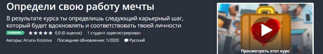 [Udemy] Определи свою работу мечты [Ariuna Kostova]